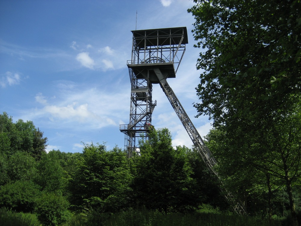 Abseilen vom Förderturm der Zeche Teutoburgia