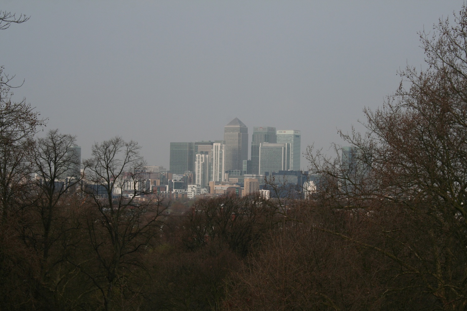 Canary Wharf von Greenwich gesehen