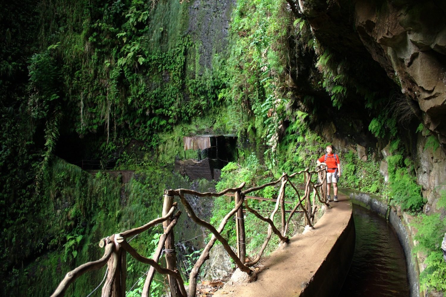 Madeira - Wasserfall zwischen zwei Tunneln
