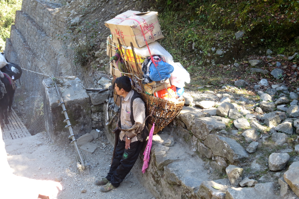 Nepal - Ein Träger macht Pause